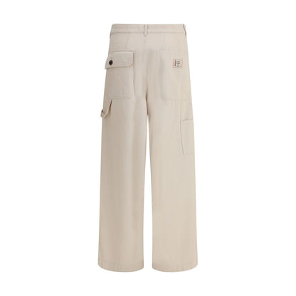 Cream Cotton Cargo Pants