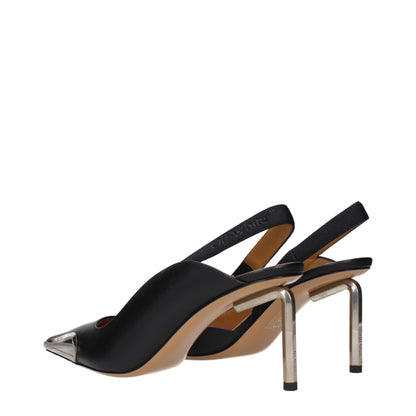 Black Leather High Heel Pumps