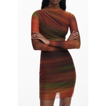 Orange Polyester Women Dress
