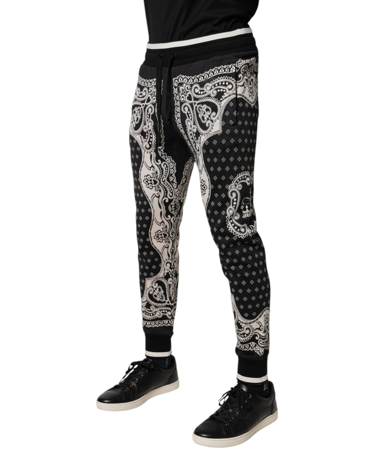 Black Cotton Bandana Jogger Sweatpants Pants
