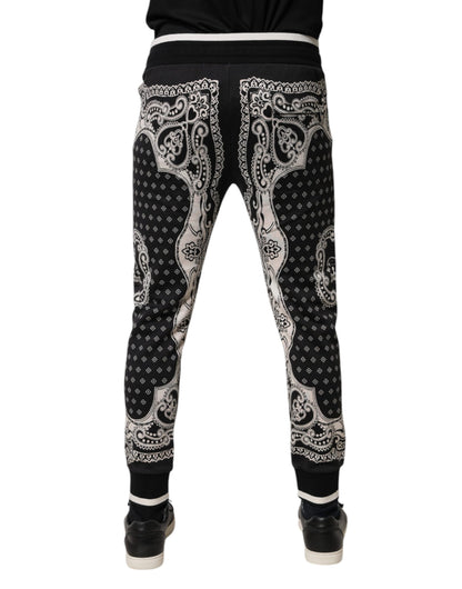 Black Cotton Bandana Jogger Sweatpants Pants