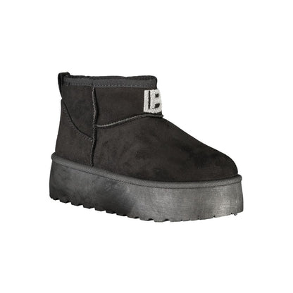 Black Polyester Women Boot