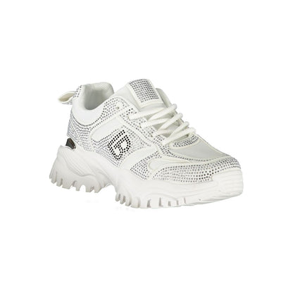 White Polyester Women Sneaker