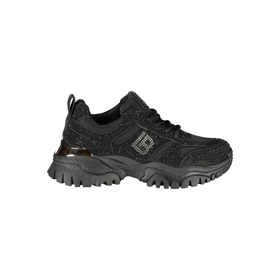 Black Polyester Women Sneaker