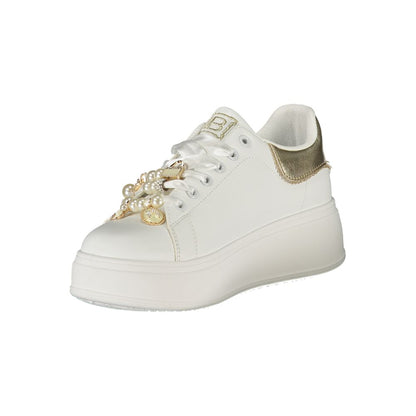 White Polyester Women Sneaker