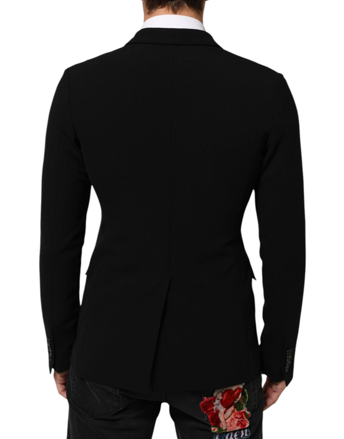 Black Wool Double Breasted Men Jacket Blazer