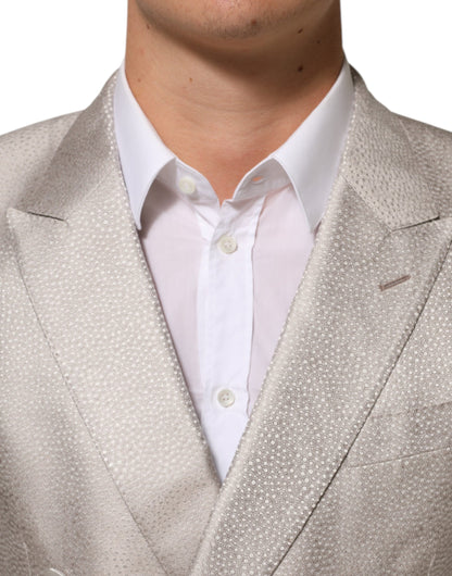 Beige MARTINI Double-Breasted Suit Blazer