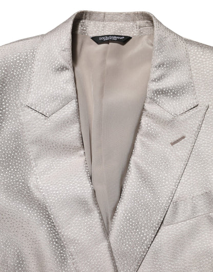 Beige MARTINI Double-Breasted Suit Blazer