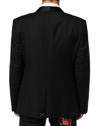 Black Wool GOLD 1 Button Men Suit Blazer