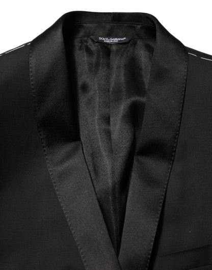 Black Wool GOLD 1 Button Men Suit Blazer