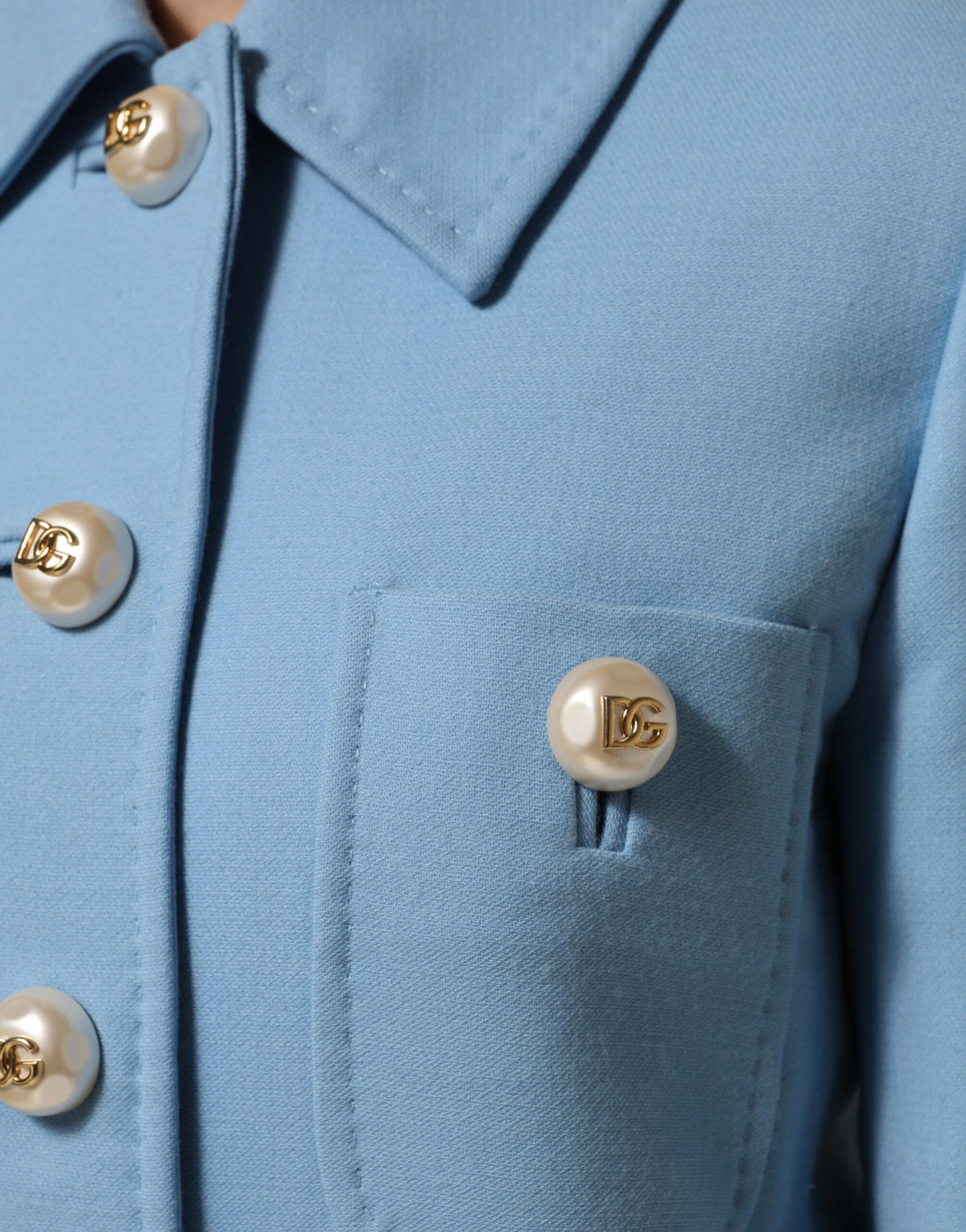 Blue Buttoned Down Trench Coat Jacket