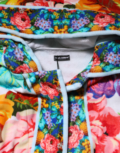Multicolor Floral Print Belted Bathrobe Coat Jacket