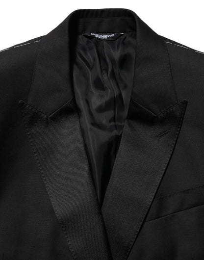 Black MARTINI Double-Breasted Suit Blazer