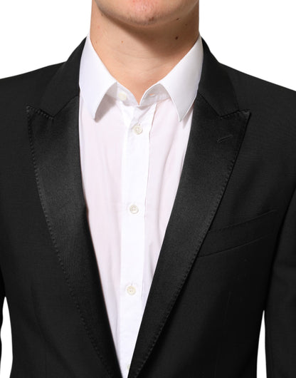 Black Wool MARTINI 2 Button Men Suit Blazer