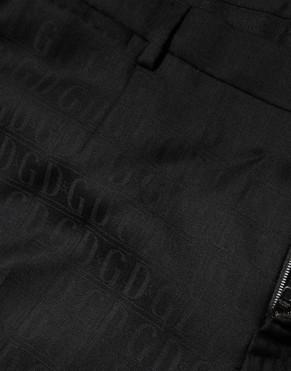 Black Wool Mid Waist Dress Men Trouser Pants