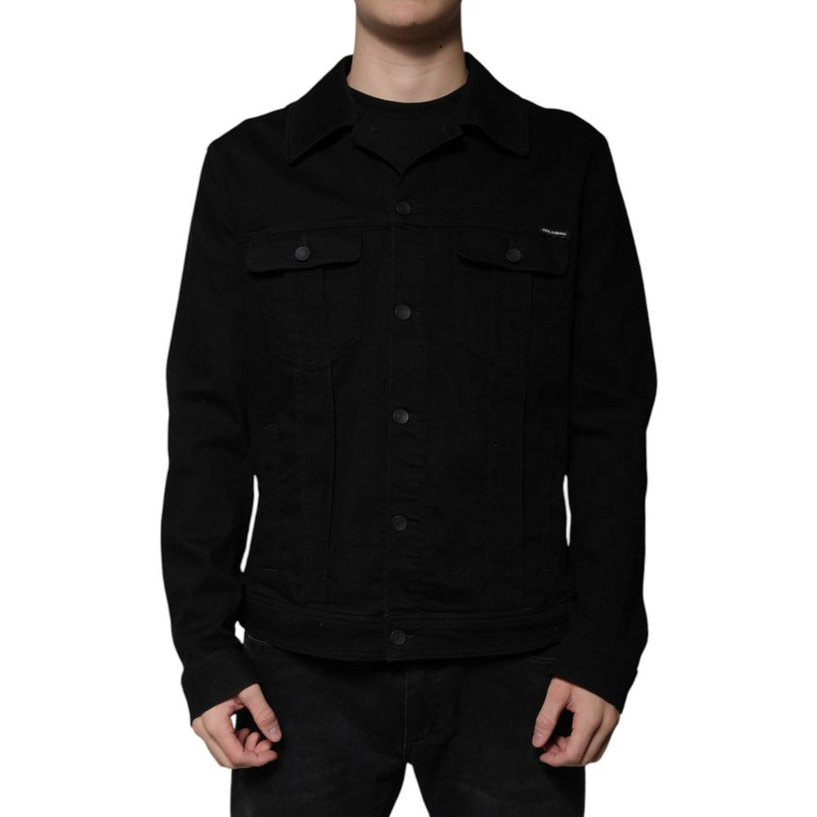 Black Cotton Denim Jacket