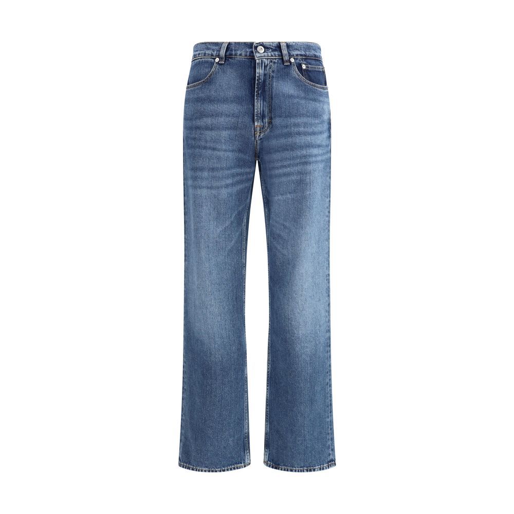 Blue Cotton Bootcut Jeans