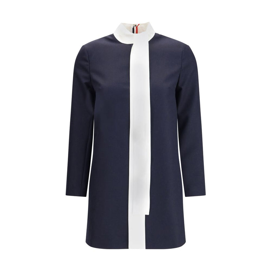 Blue Fleece Wool Casual Dress