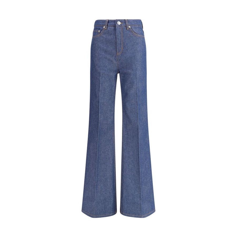 Blue Cotton Flared Jeans