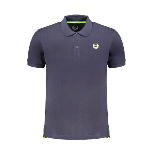 Blue Cotton Men Polo