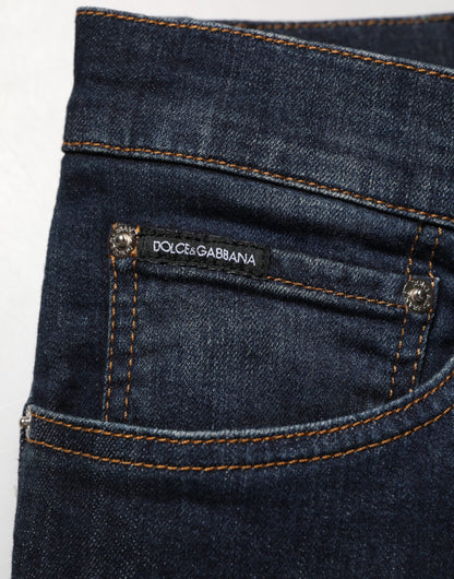 Dark Blue Cotton Skinny Men Denim Jeans
