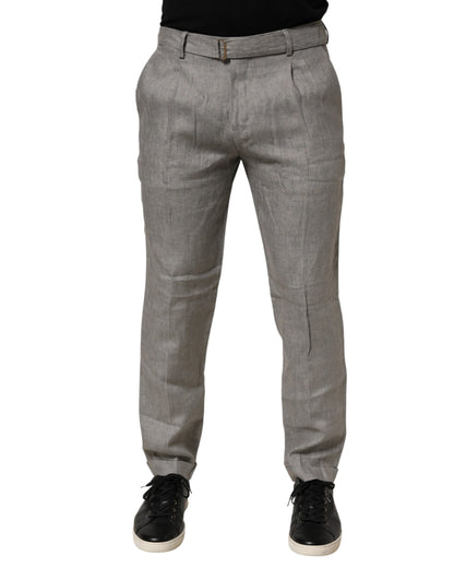 Gray Mid Waist Dress Formal Skinny Men Pants