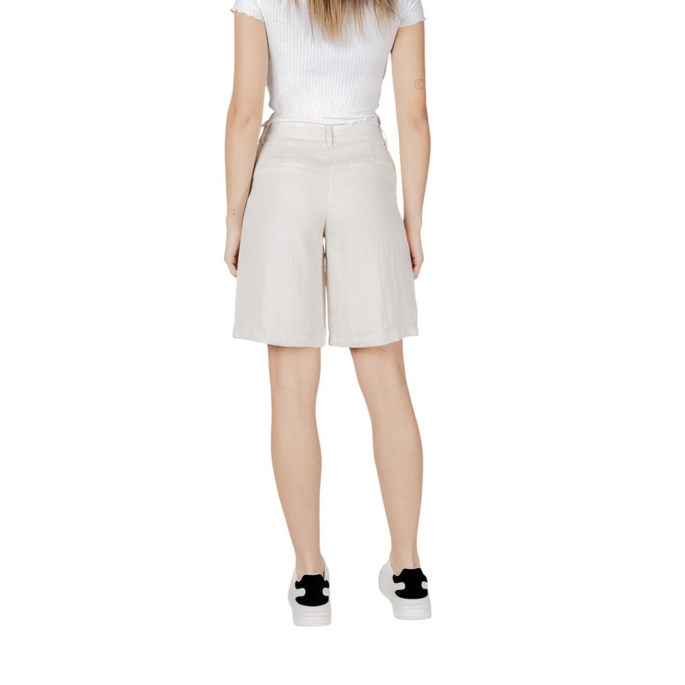 Beige Viscose Bermuda Shorts