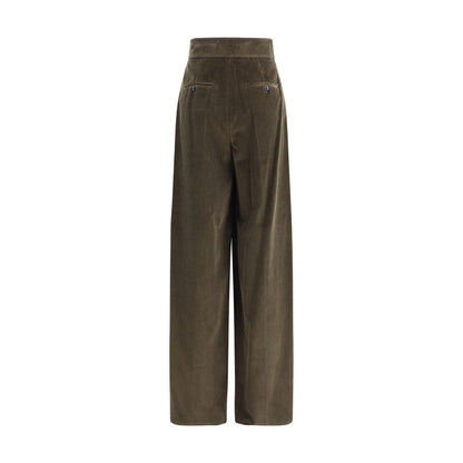 Green Cotton Casual Pants