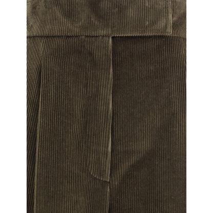 Green Cotton Casual Pants