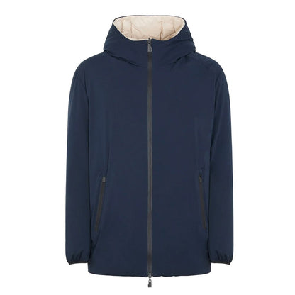 Blue Polyester Men's Reversible Jacket