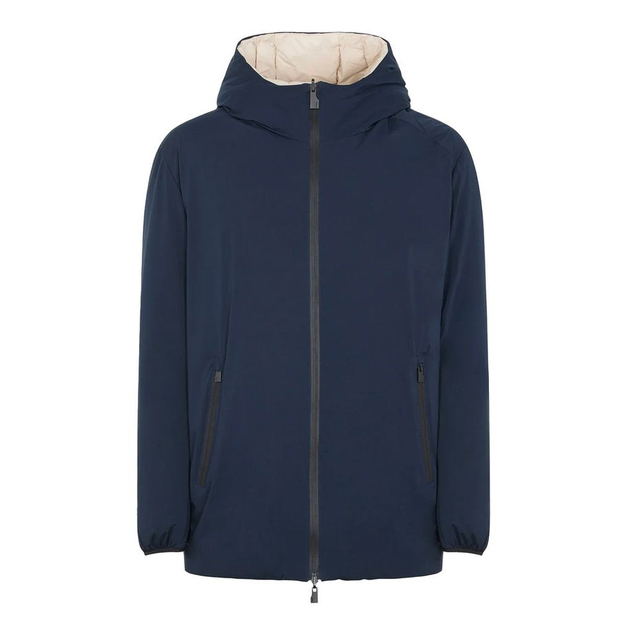Blue Polyester Men's Reversible Jacket