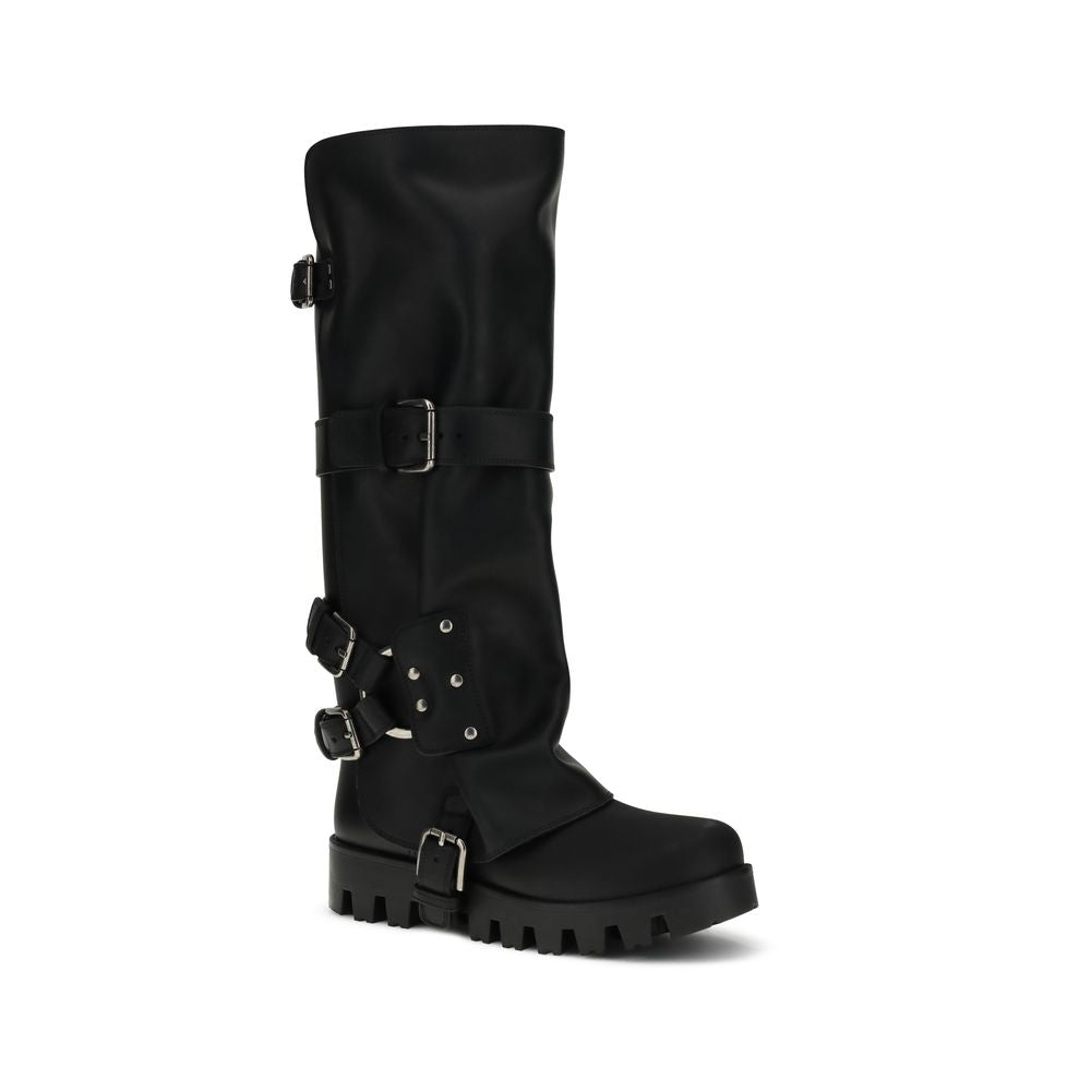 Black Calf Leather Bos Taurus Lace-Up Boots