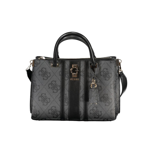Black Polyurethane Women Handbag