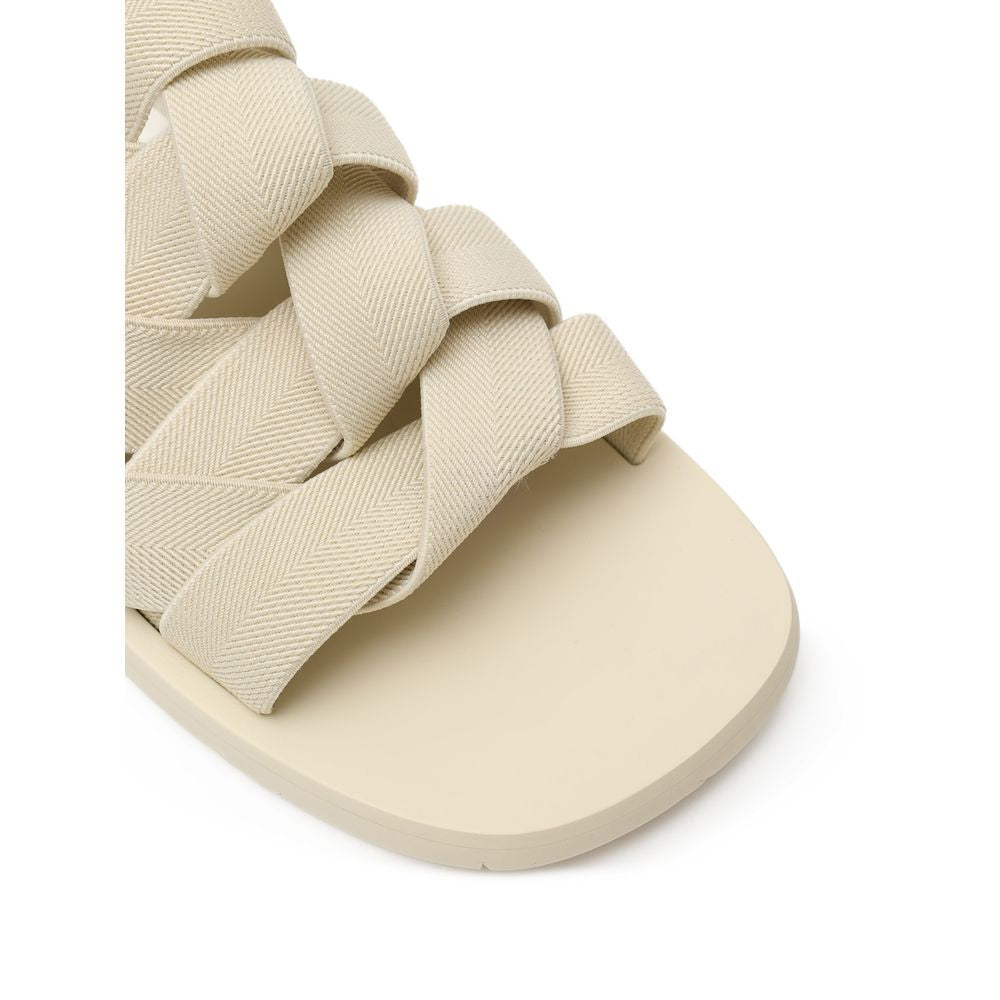 Beige Fabric Slippers