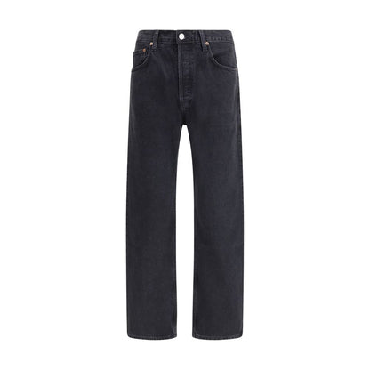 Black Cotton Straight-Leg Jeans