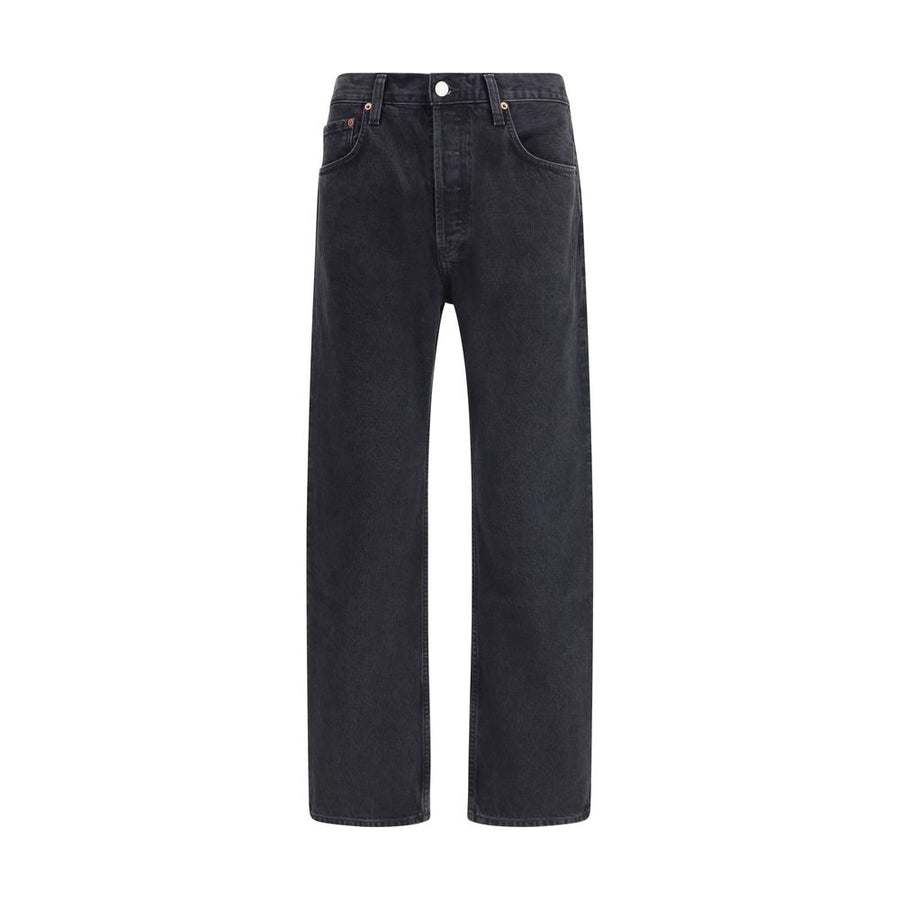 Black Cotton Straight-Leg Jeans