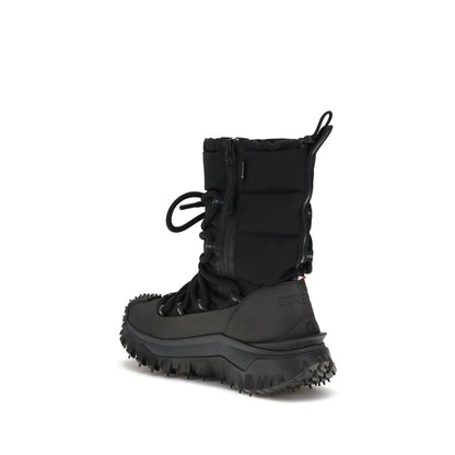 Black Polyamide Lace-Up Boots