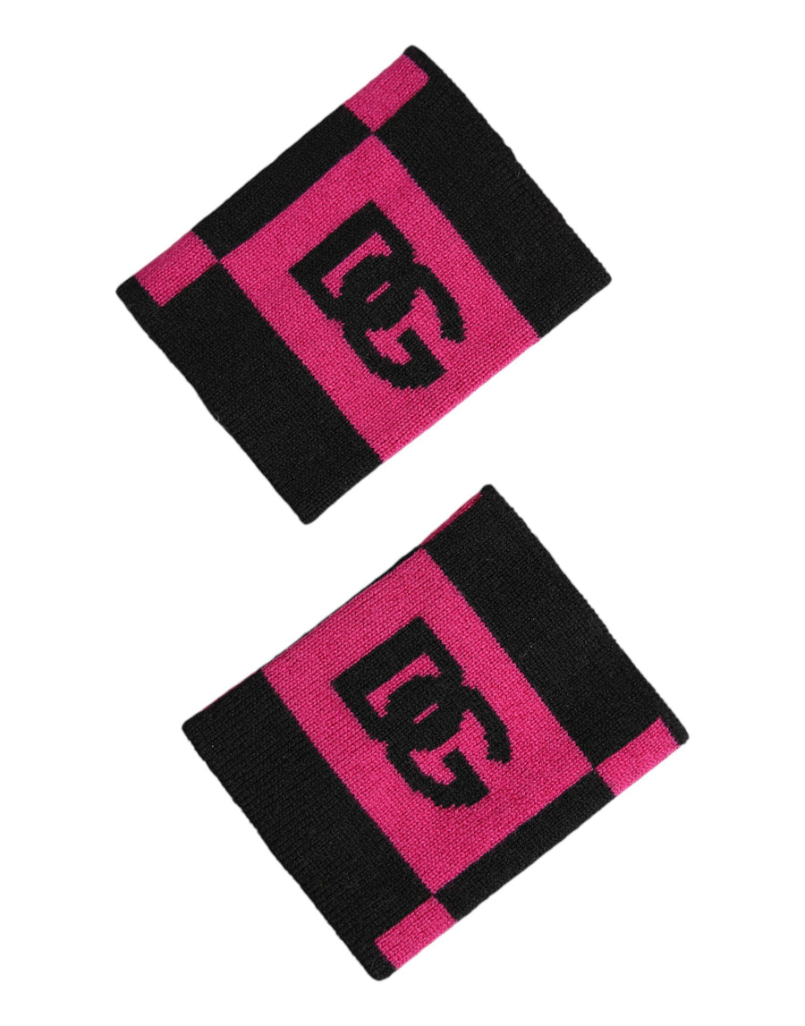 Black Pink DG Logo Cashmere 1 Pair Wristband
