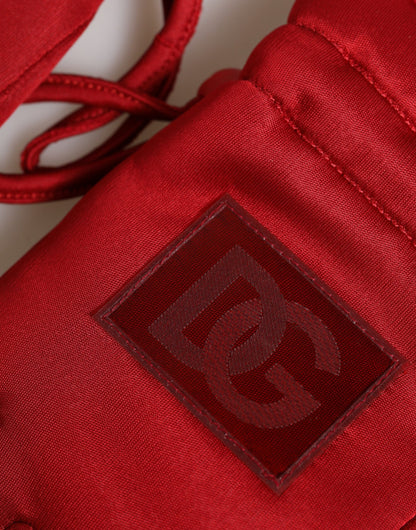 Red Viscose Motorcycle Biker Mitten Gloves