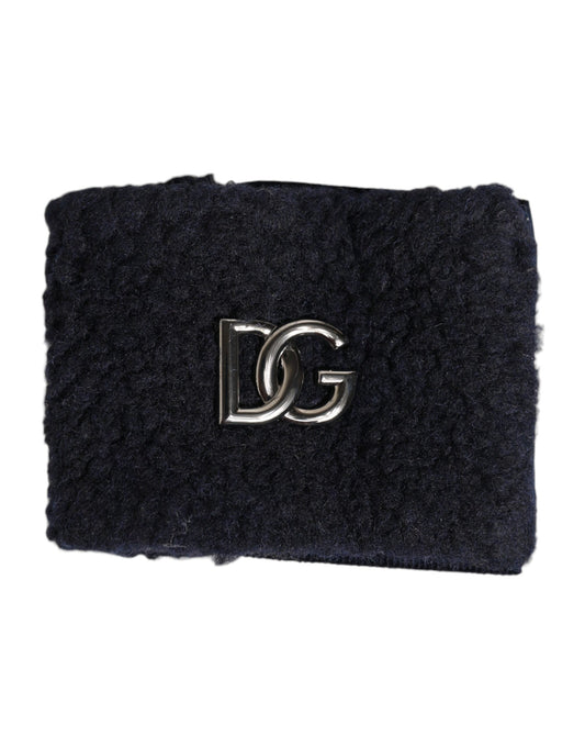 Black Polyester Logo Plaque Men One Size Wristband