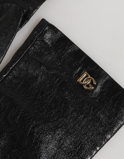 Black Polyester Elbow Length Mitten Gloves