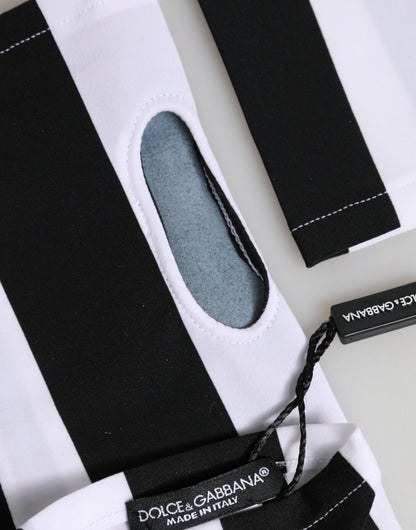 Black White Nylon Fingerless Wrist Length Gloves