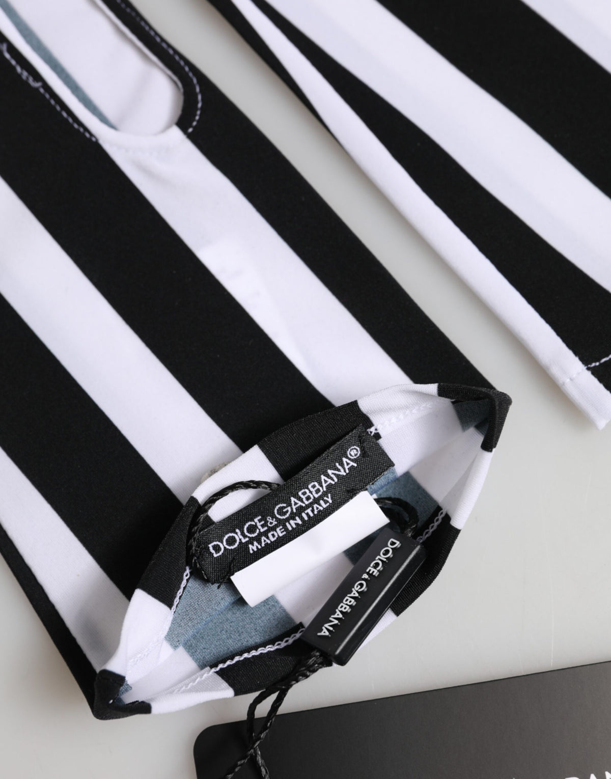 Black White Nylon Fingerless Wrist Length Gloves