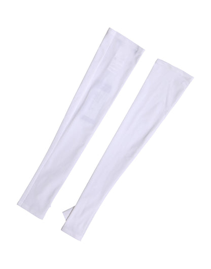 White Nylon Fingerless Elbow Length Mitten Gloves