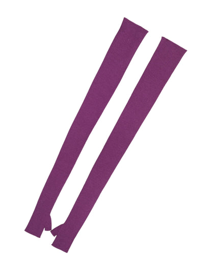 Purple Wool Fingerless Elbow Length Women One Size Gloves