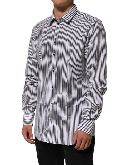 Black White Stripes Men GOLD Dress Shirt