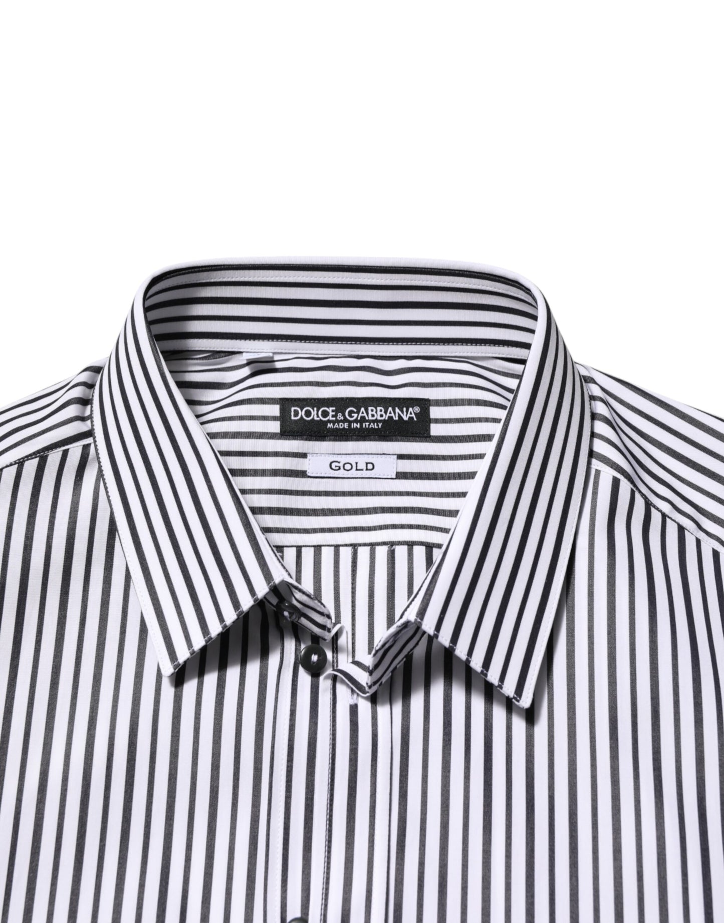 Black White Stripes Men GOLD Dress Shirt