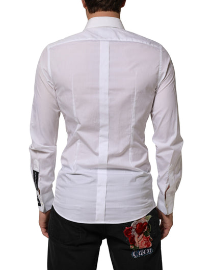 White Logo Cotton Collared GOLD Dress Shirt