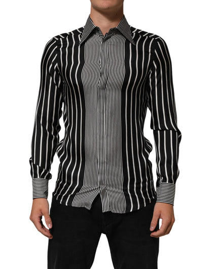 Black White Stripes Men MARTINI Dress Shirt