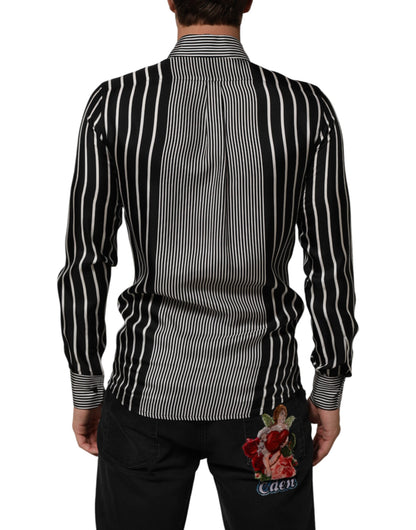 Black White Stripes Men MARTINI Dress Shirt